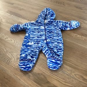 Columbia Blue White Polar Bear Polyester Fleece Full Zip Bunting Suit
